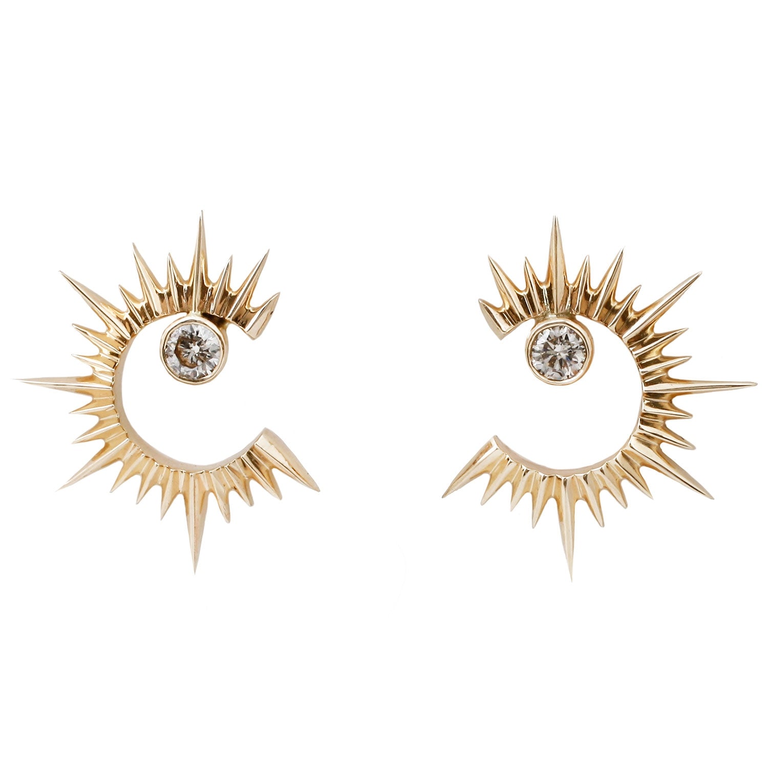 Moonstone & Diamond Spike Studs – ESQUELETO