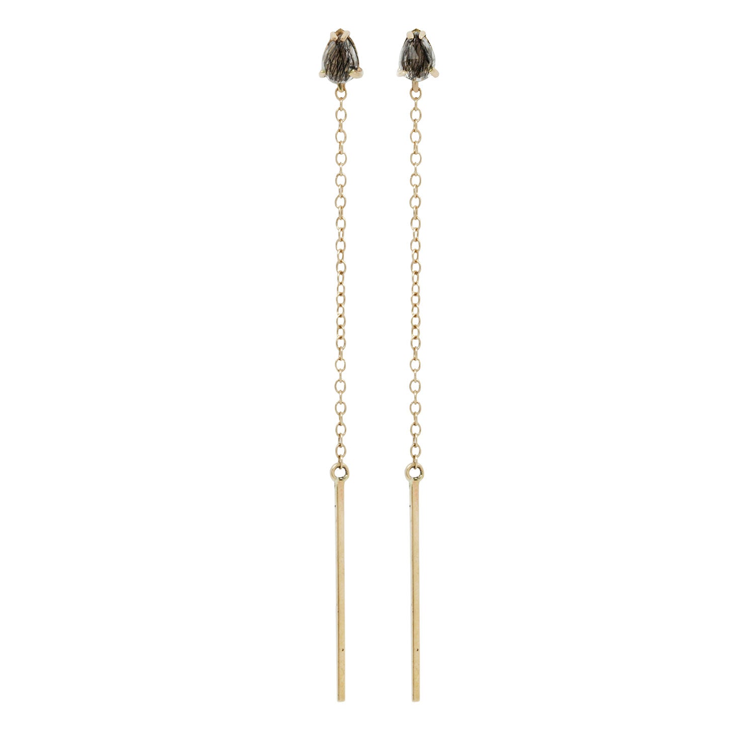 Gold Quartz Bar and Streamline Earrings – ESQUELETO