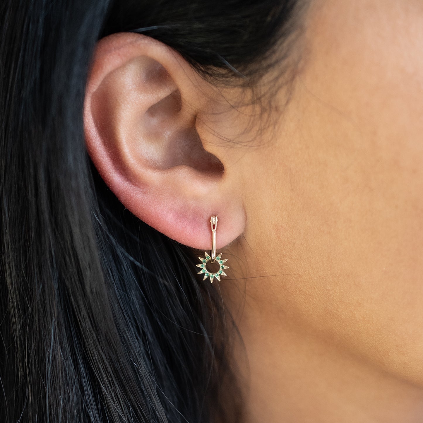 Pavé Emerald Baby Spur Earrings