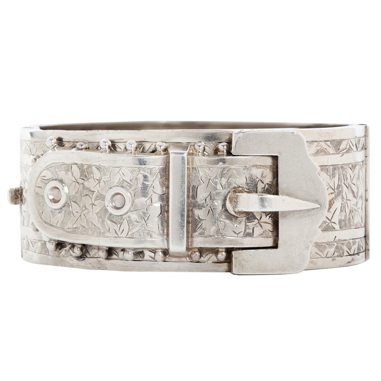 Silver Falling Leaves Buckle Bangle