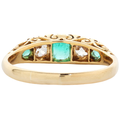 Emerald & Diamond Half Hoop Ring