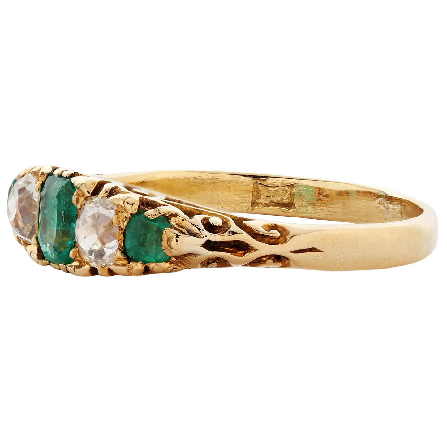 Emerald & Diamond Half Hoop Ring