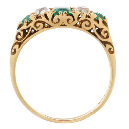 Emerald & Diamond Half Hoop Ring