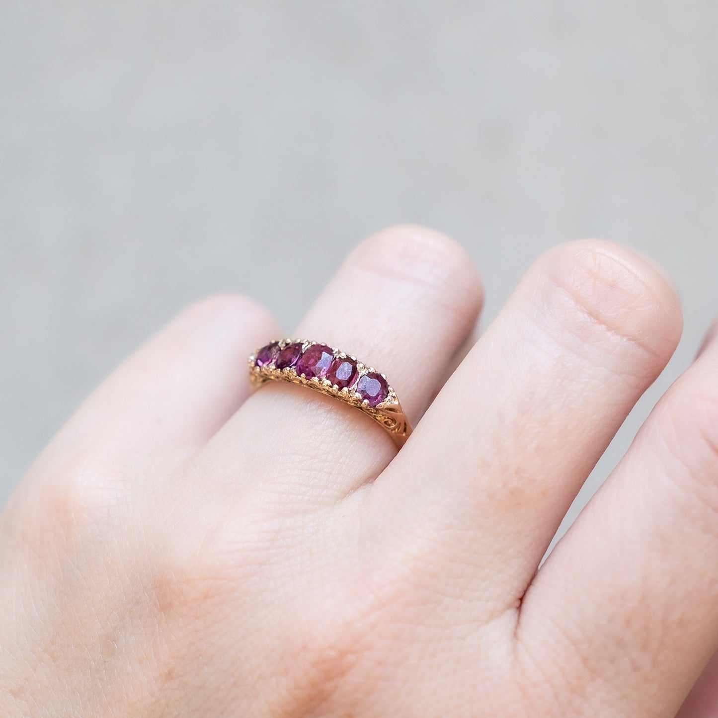 Five Ruby Half Hoop Ring