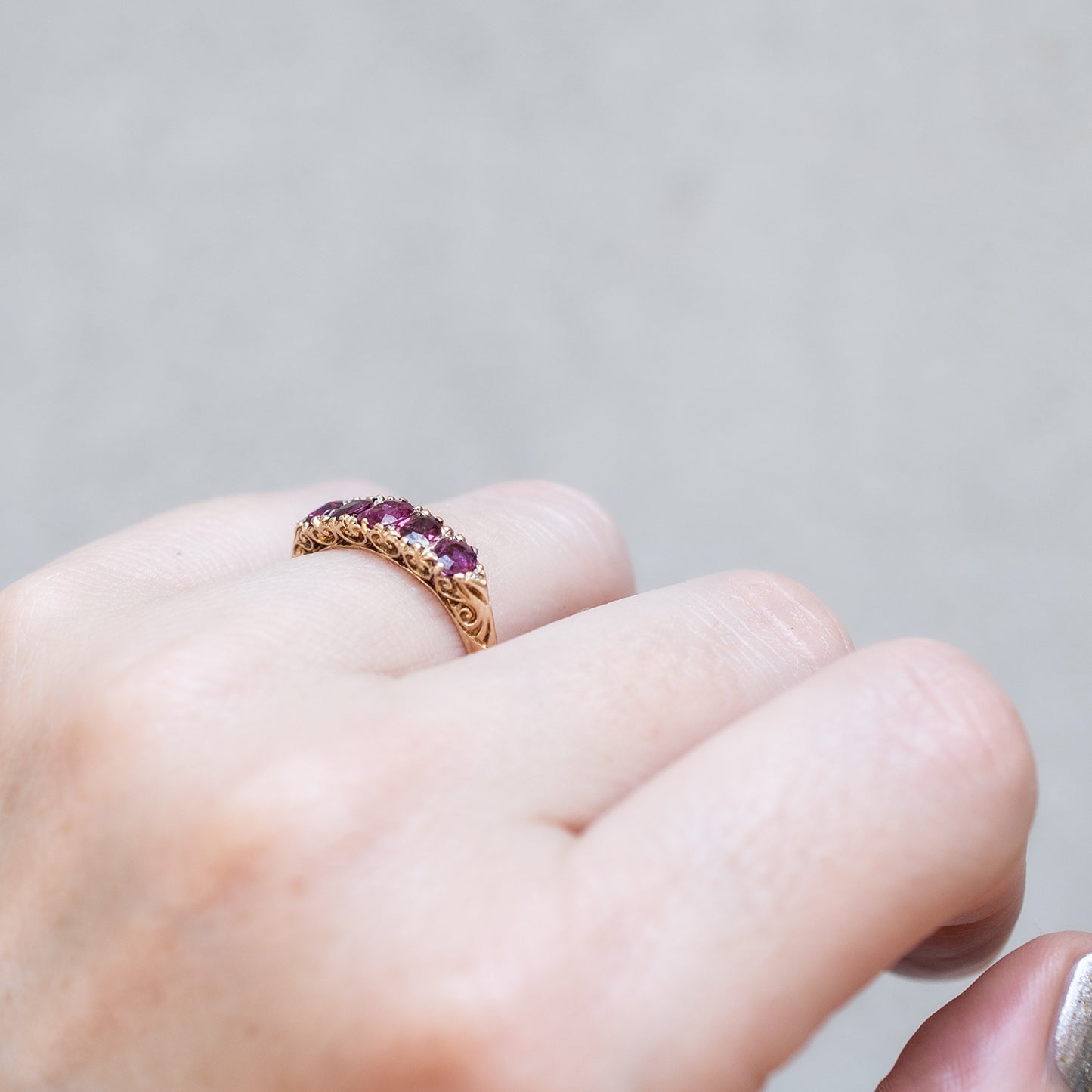 Five Ruby Half Hoop Ring