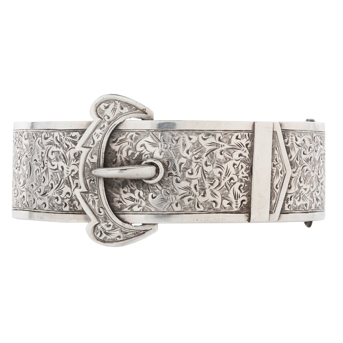 Silver Floral Buckle Bangle