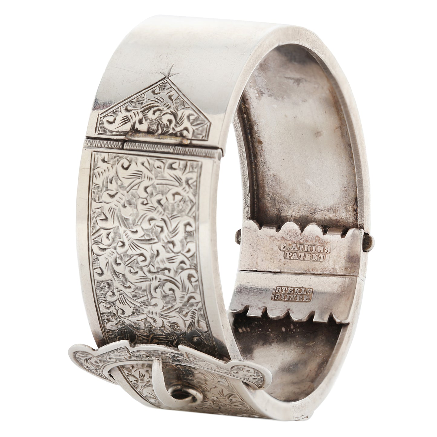 Silver Floral Buckle Bangle