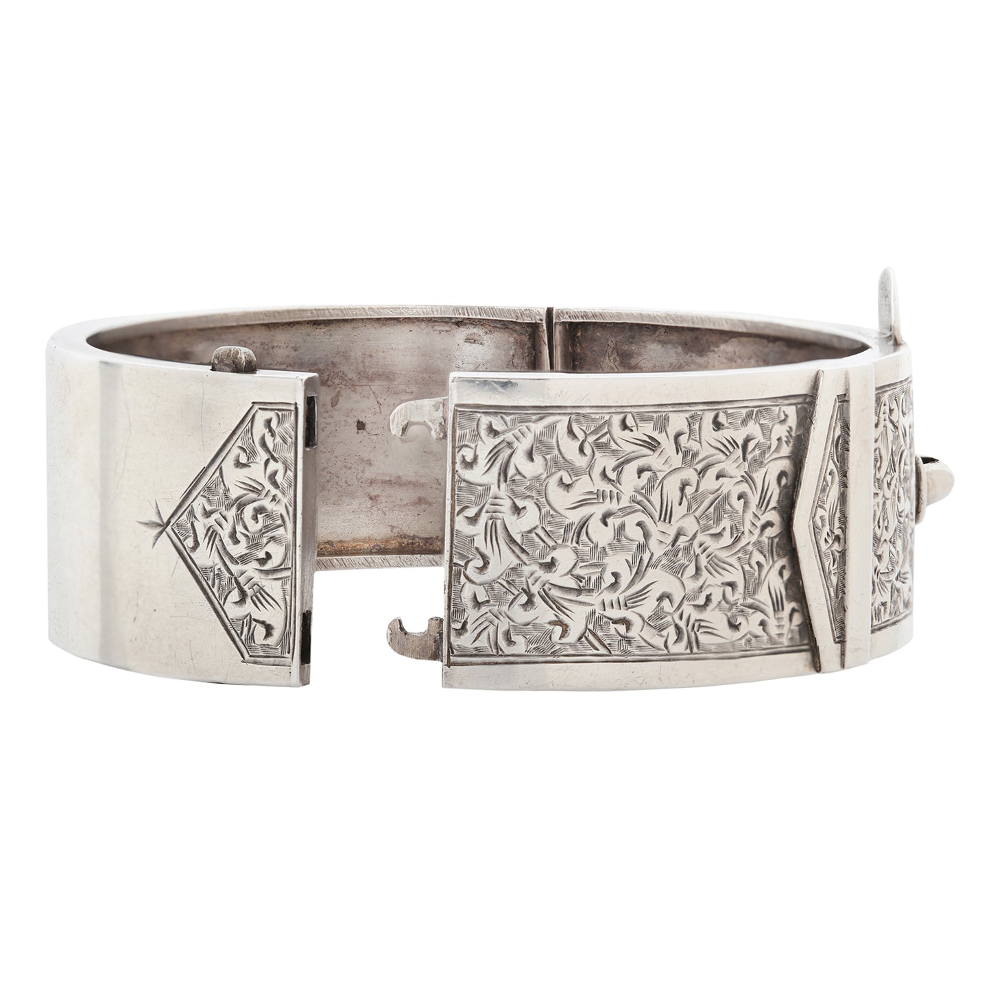 Silver Floral Buckle Bangle