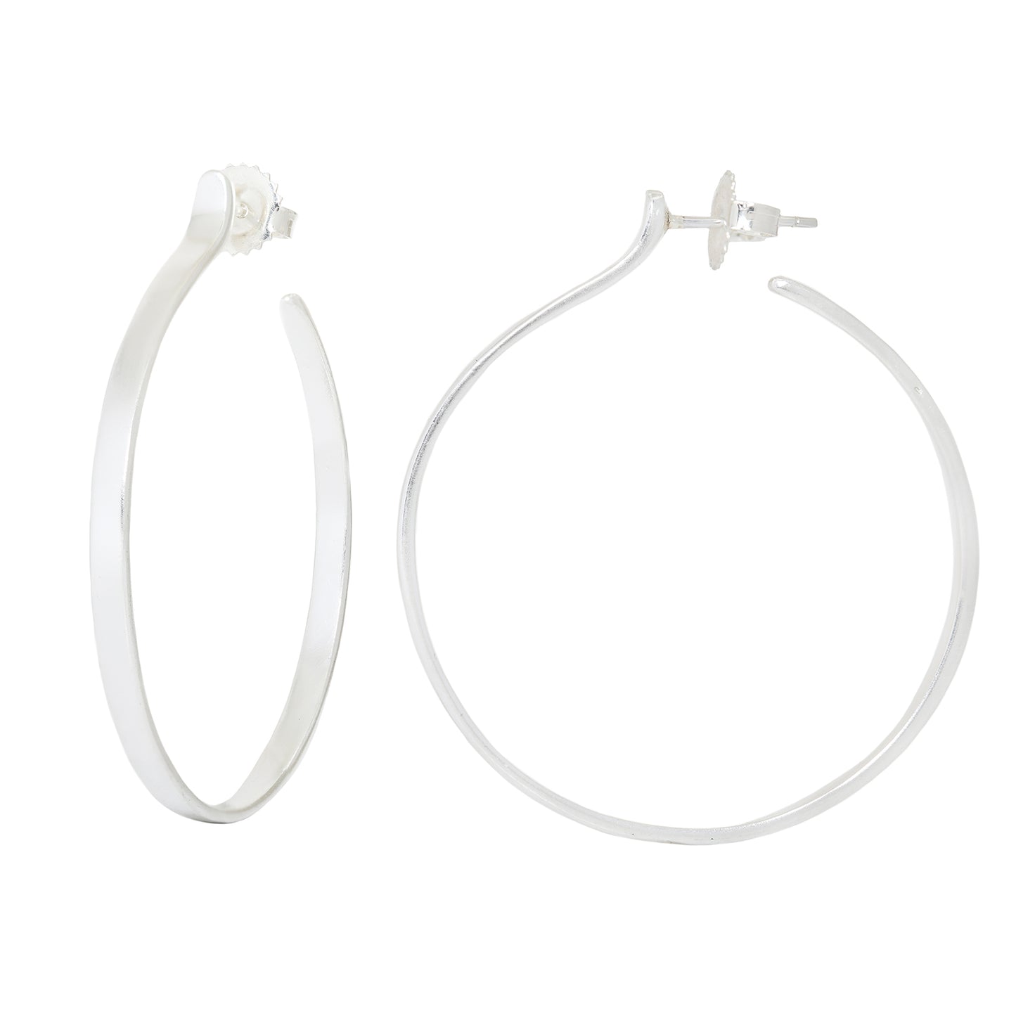 Large Plain Silver Hoops