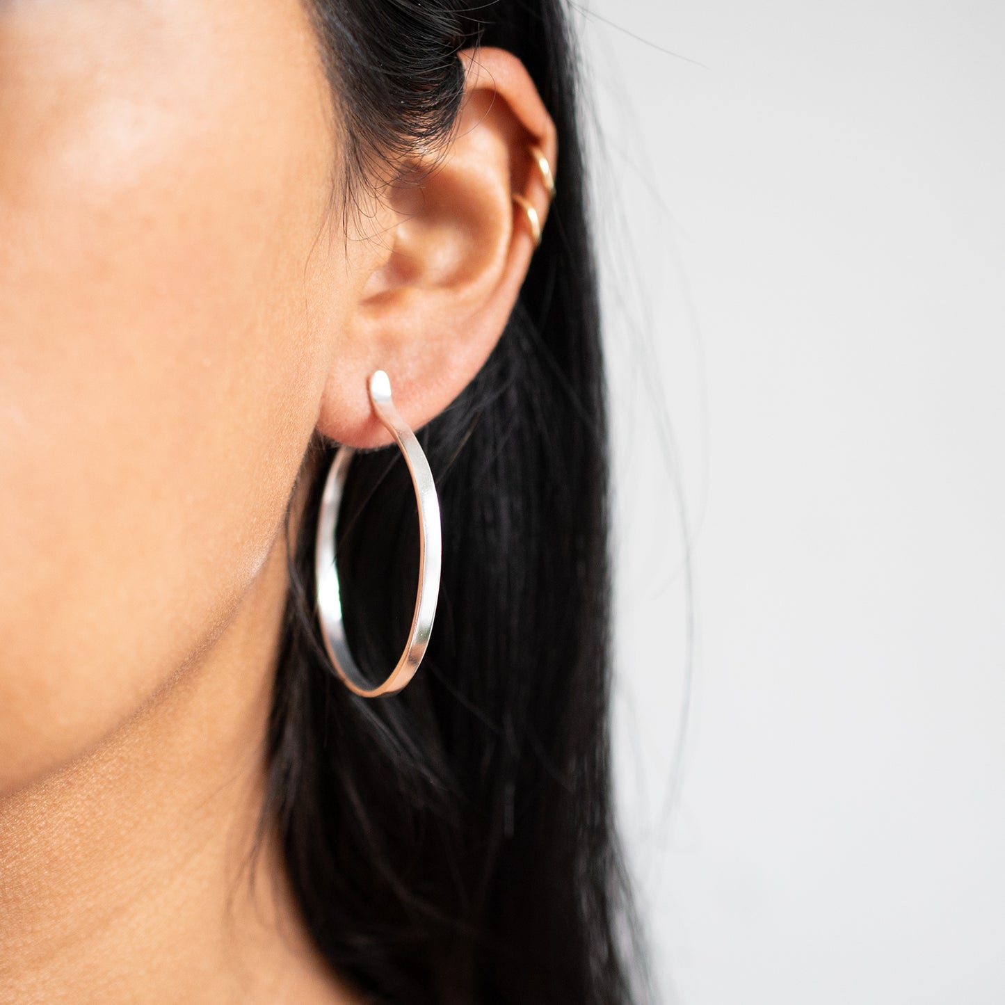 Large Plain Silver Hoops