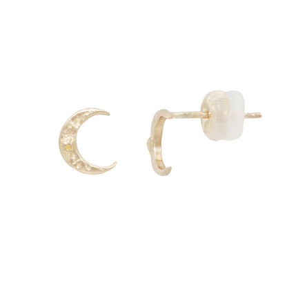 Tiny Gold Crescent Moon Studs