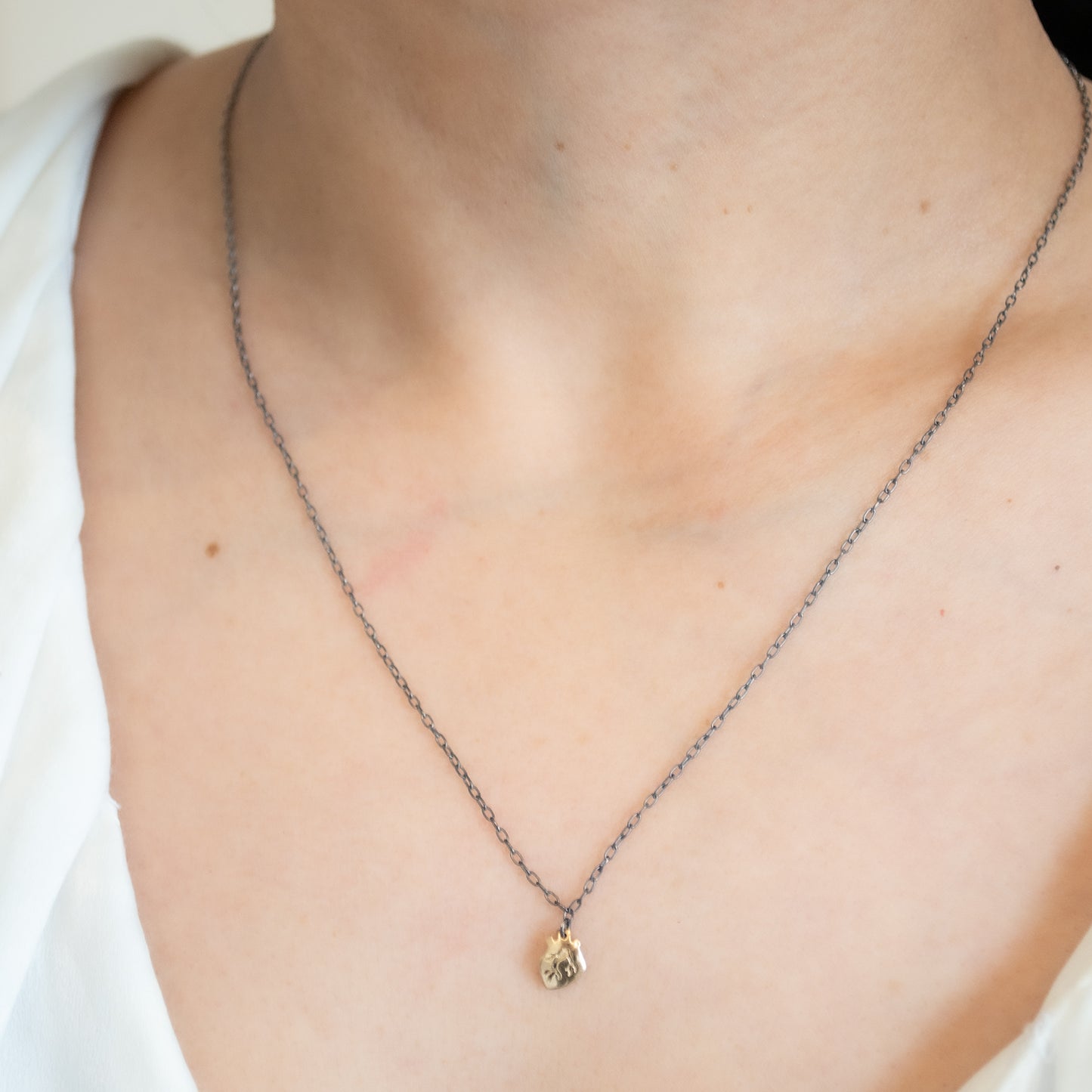 Tiny Mixed Metal Heart Necklace