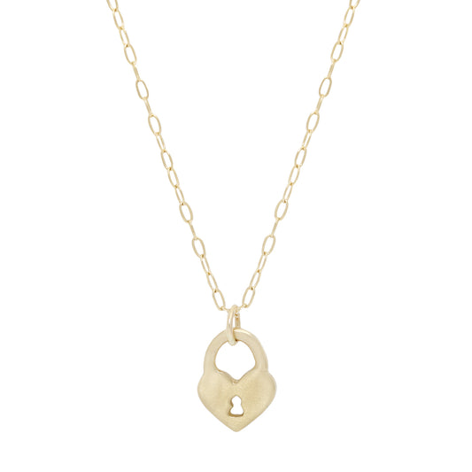 Tiny Gold Heart Lock Necklace