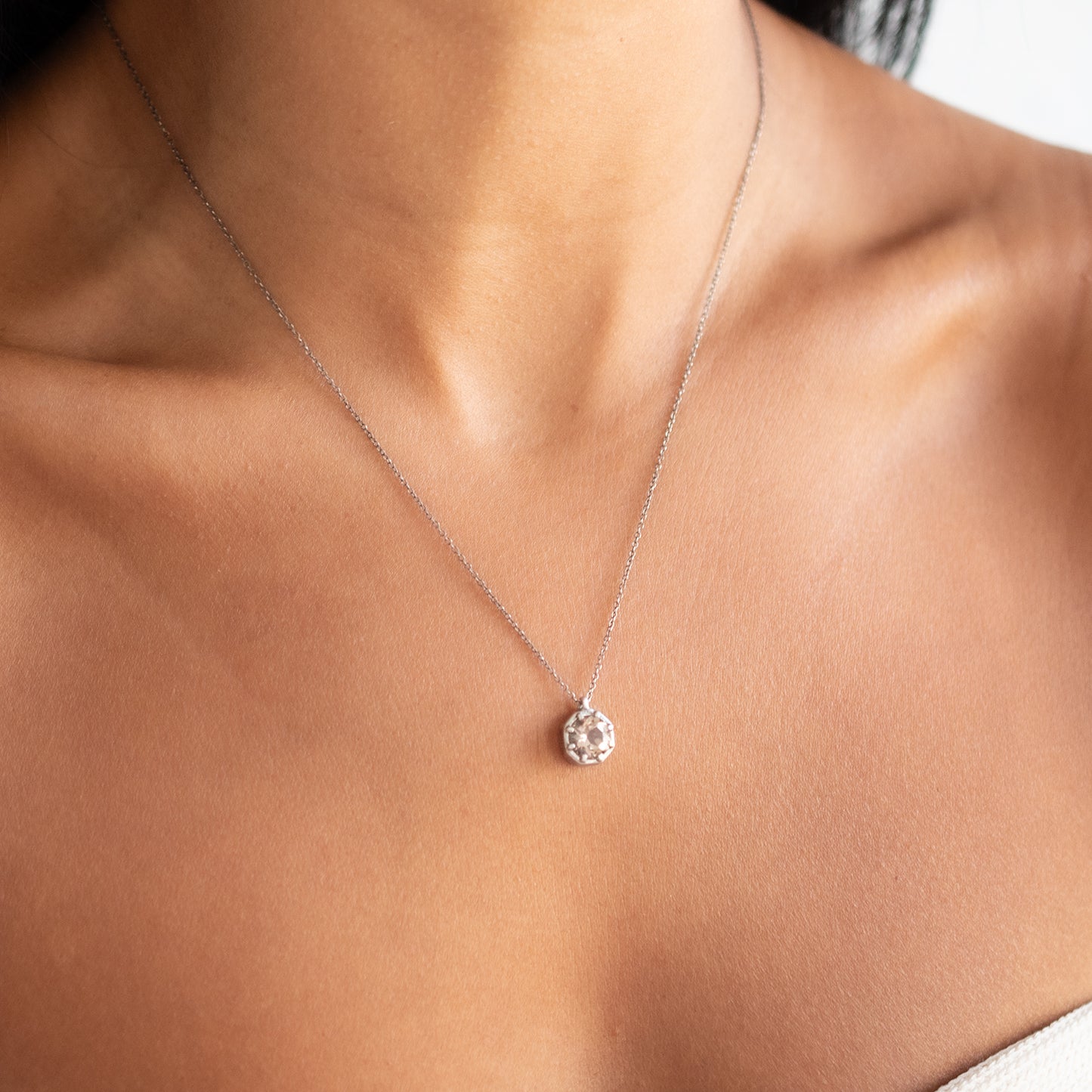 Champagne Quartz Octagon Necklace