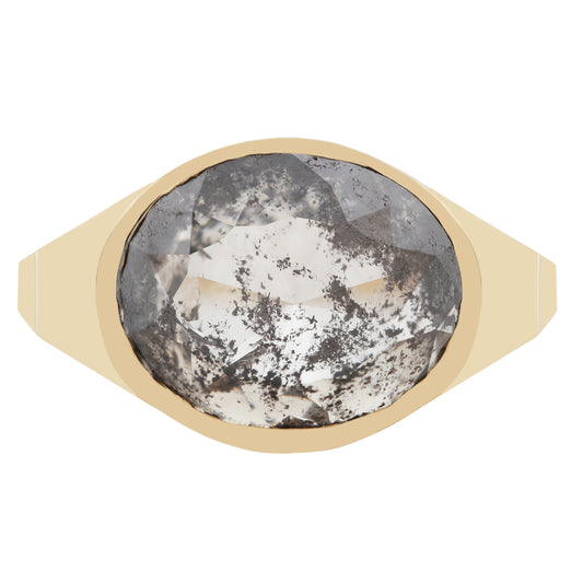 Speckled Diamond Oval Signet Ring