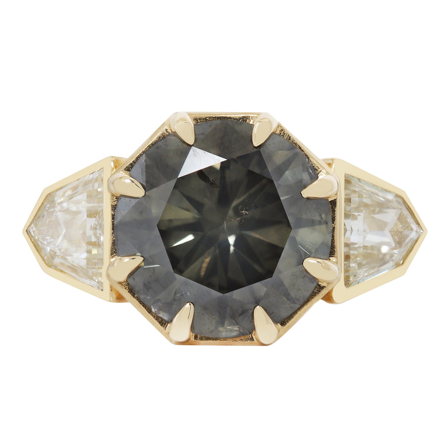 Dark Green Diamond Cathedral Ring