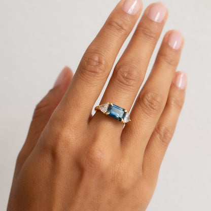 Aqua Sapphire & Diamond Ring