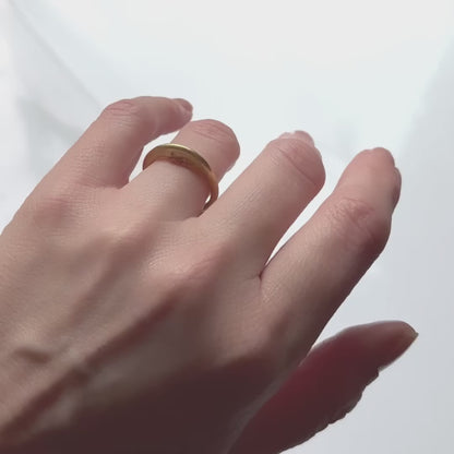 Gold Crescent Moonface Ring