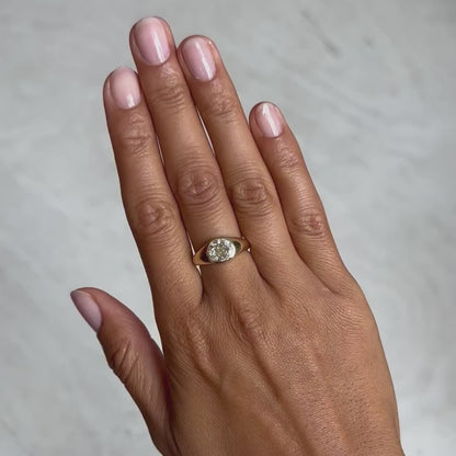 Moonbeam Diamond Signet Ring