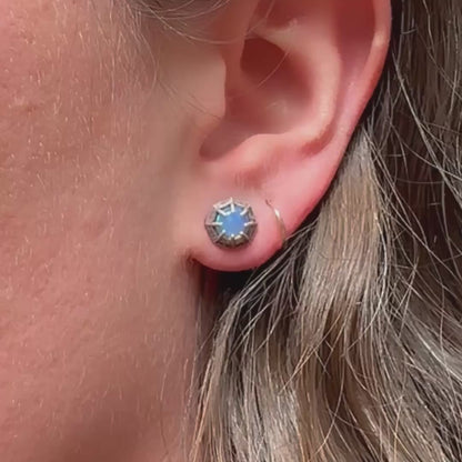 Opal Octagon Silver Studs