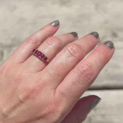 Five Ruby Half Hoop Ring