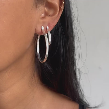 Large Plain Silver Hoops