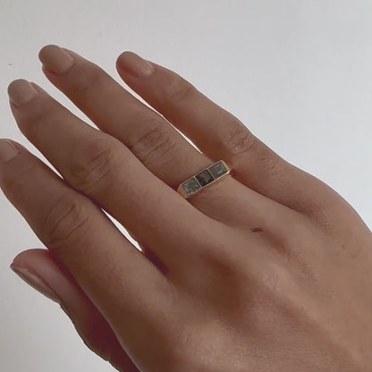 Gray Pyramid Guardian Bar Ring