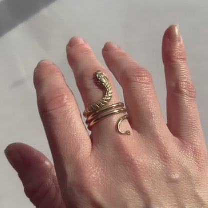 Gold Cleopatra Snake Ring