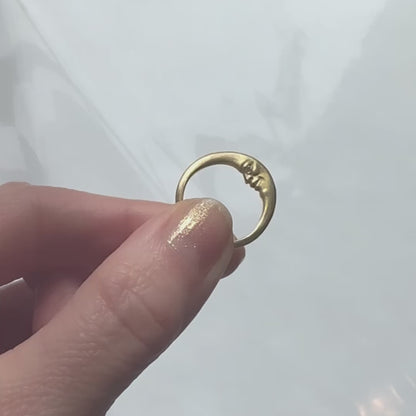 Gold Crescent Moonface Ring