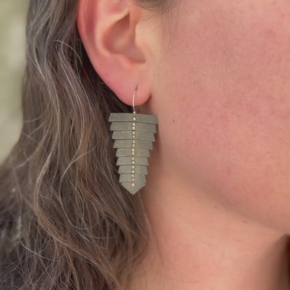 Oxidized Silver Fishbone Earrings