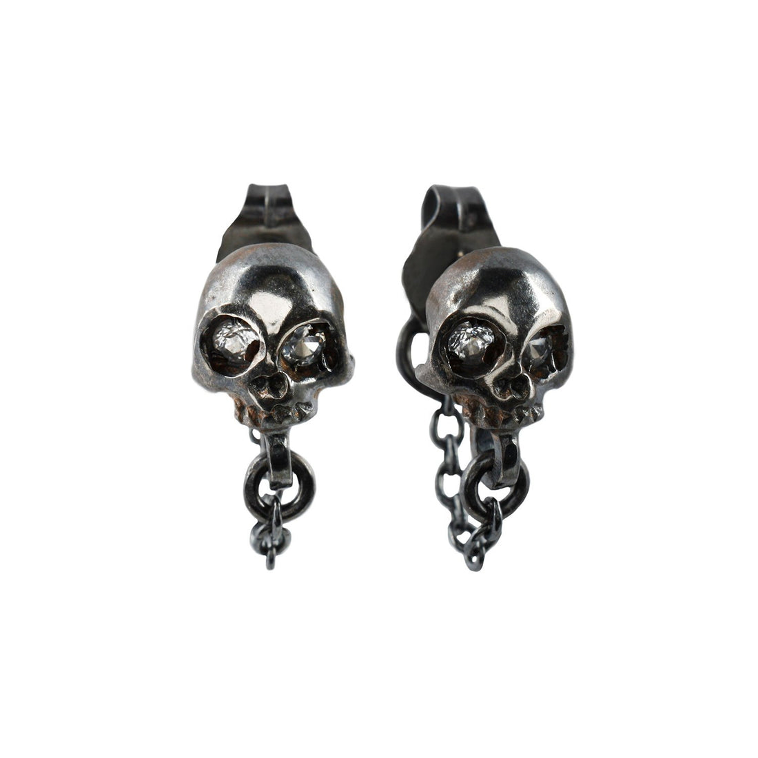 Silver Skull + Chain Earrings – ESQUELETO